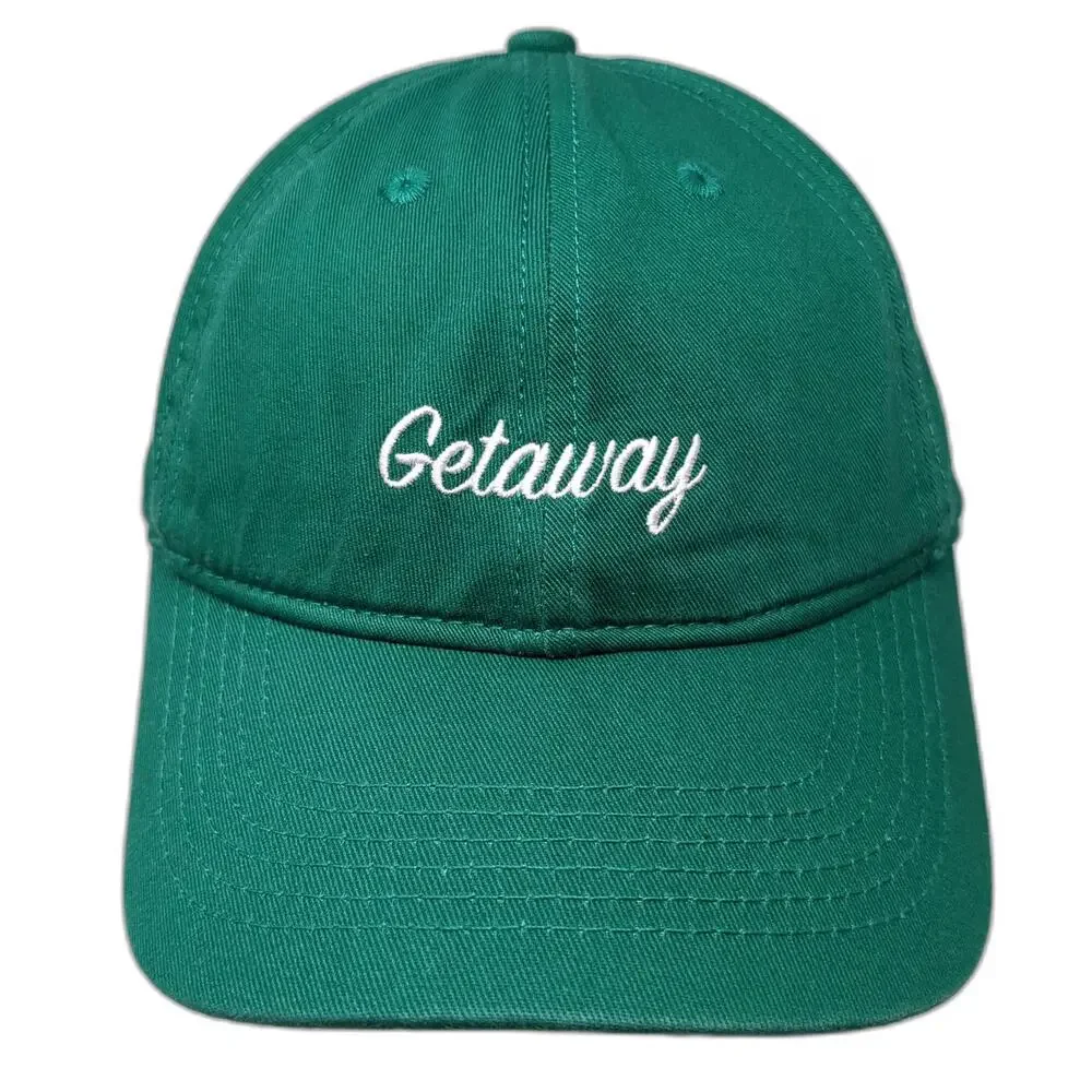 Getaway Baseball Cap Green One Size Slideback Hat EST 2015 Cotton Unstructured